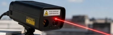 Dissuasore laser professionale installato su edificio industriale per allontanare piccioni e gabbiani